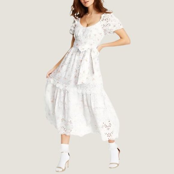 LoveShackFancy x Target Eyelet Midi Dress Floral Fairycore Puff Sleeve Pastel XL - Picture 4 of 16